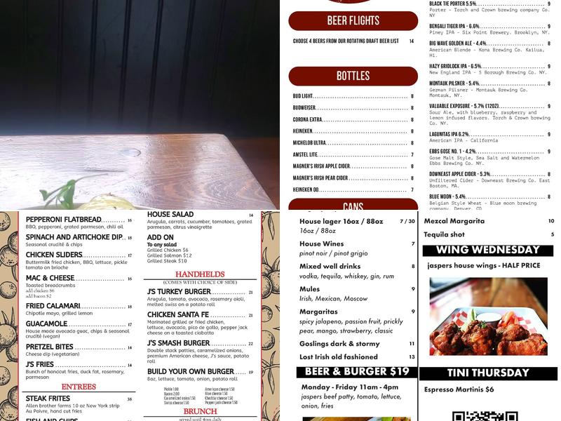Jasper's Taphouse & Kitchen Menu