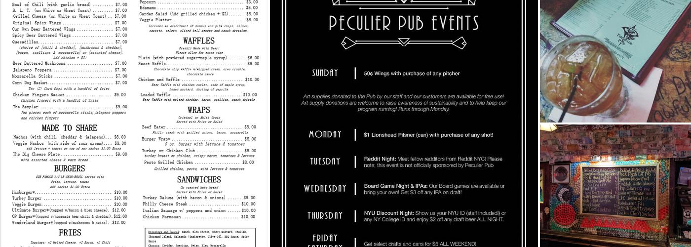 Peculier Pub Menu