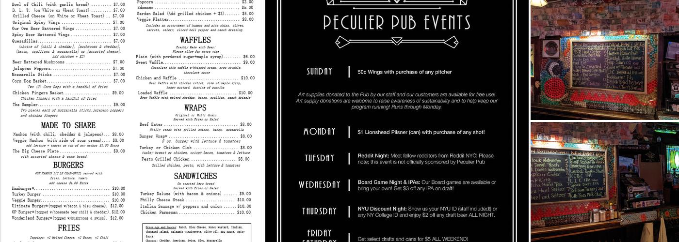 Peculier Pub Menu