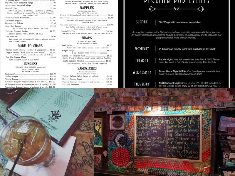 Peculier Pub Menu