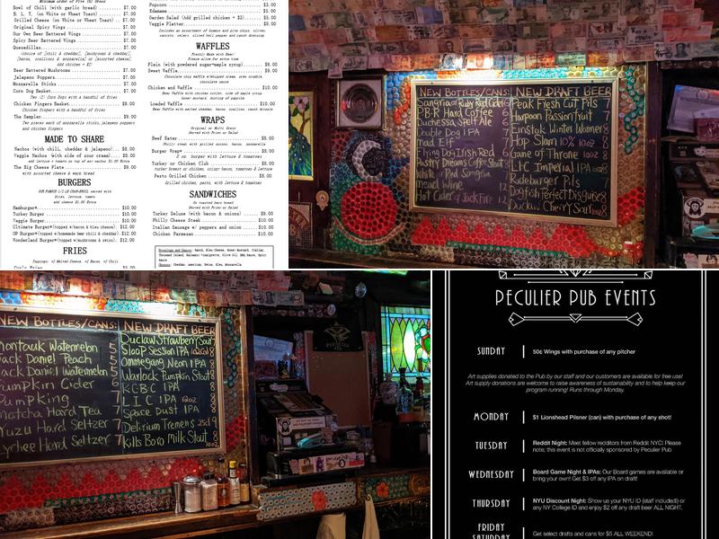 Peculier Pub Menu