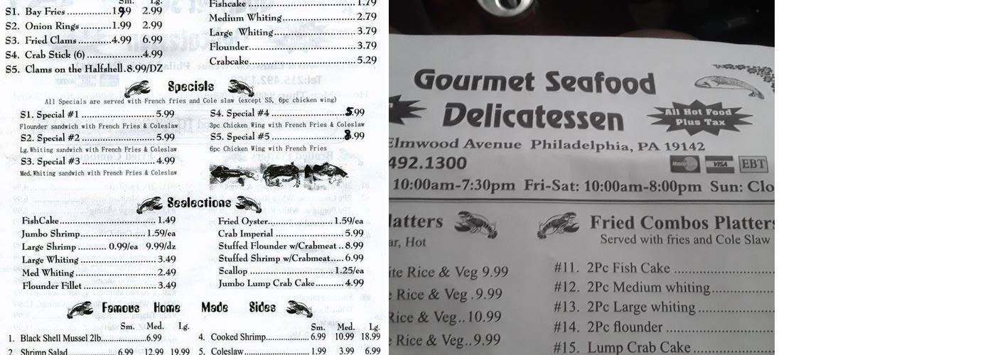 Gourmet Seafood Menu