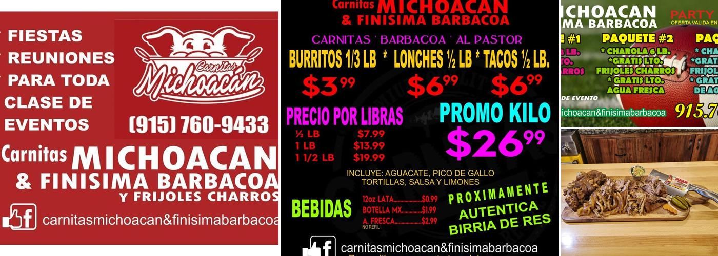 Carnitas Michoacan & Finisima Barbacoa Menu
