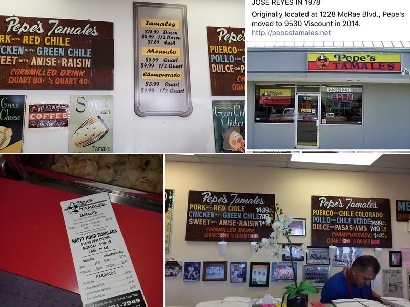 Pepe's Tamales Menu