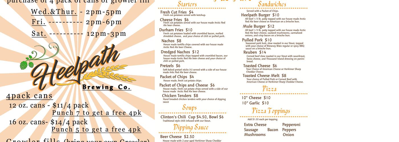 Heelpath Brewing Co Menu
