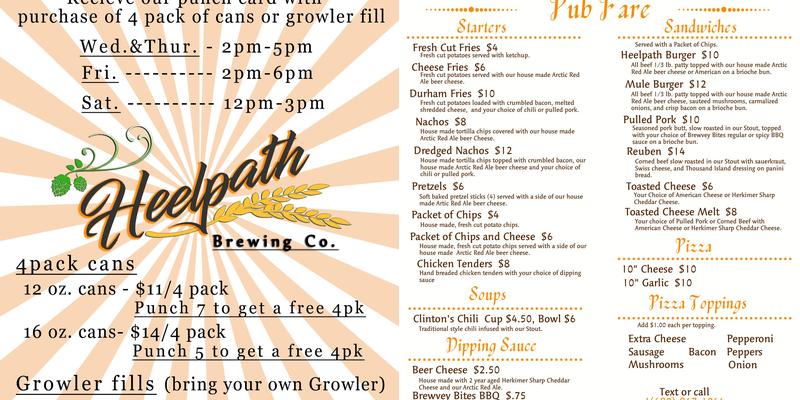 Heelpath Brewing Co Menu