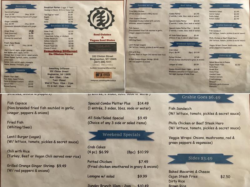 Something Different Menu