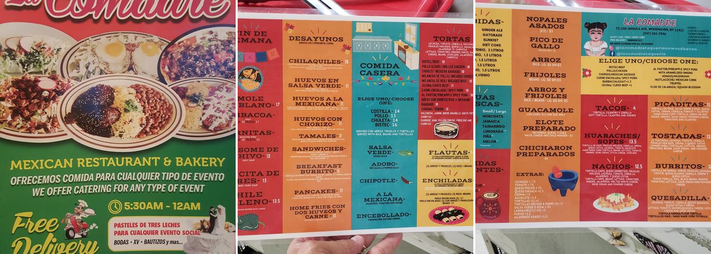 La Comadre Menu