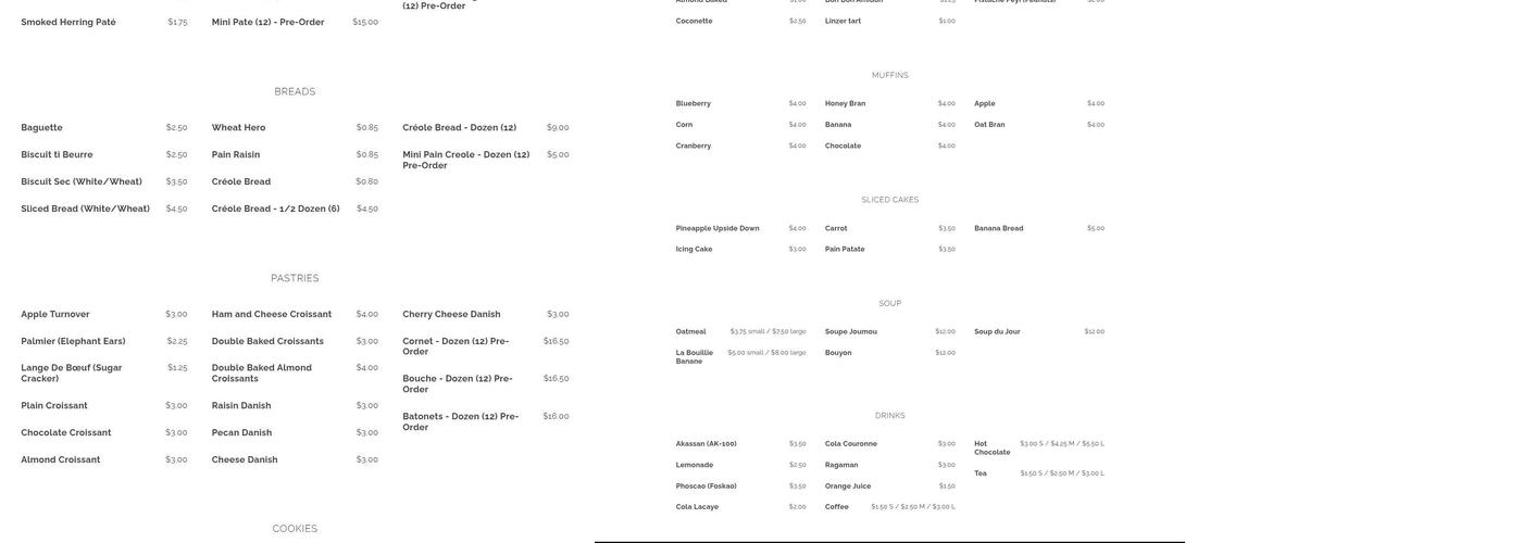 La Baguette Shop Menu