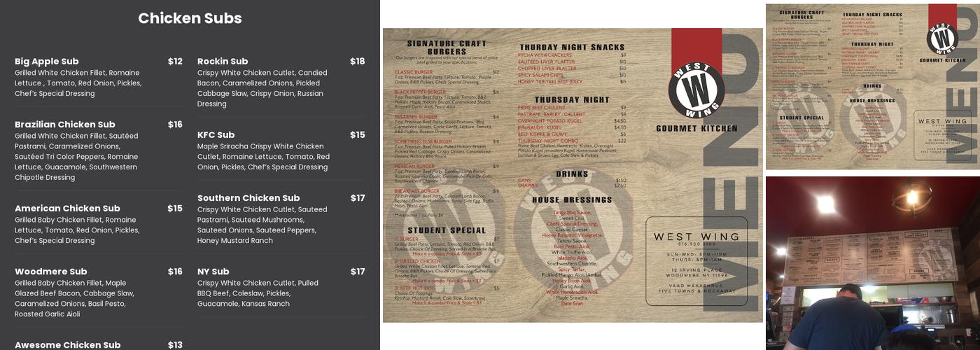 West Wing Menu