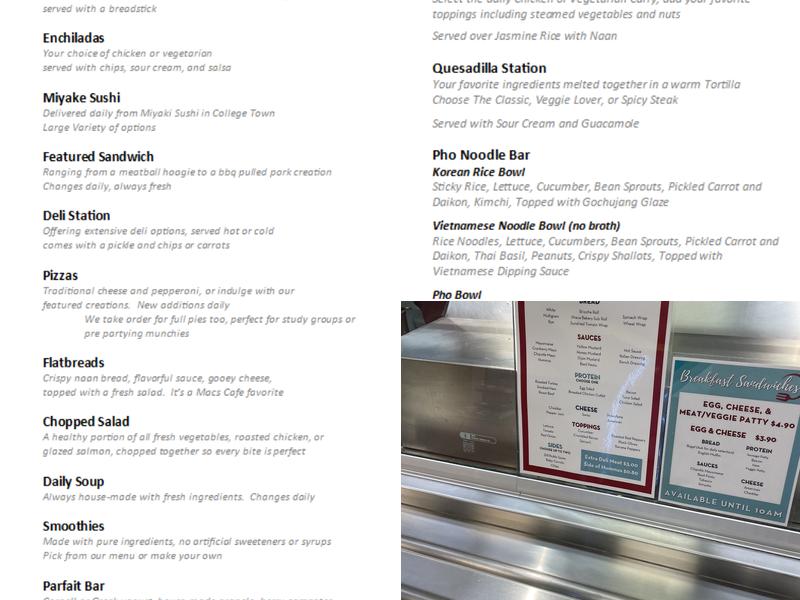 Mac's Cafe Menu