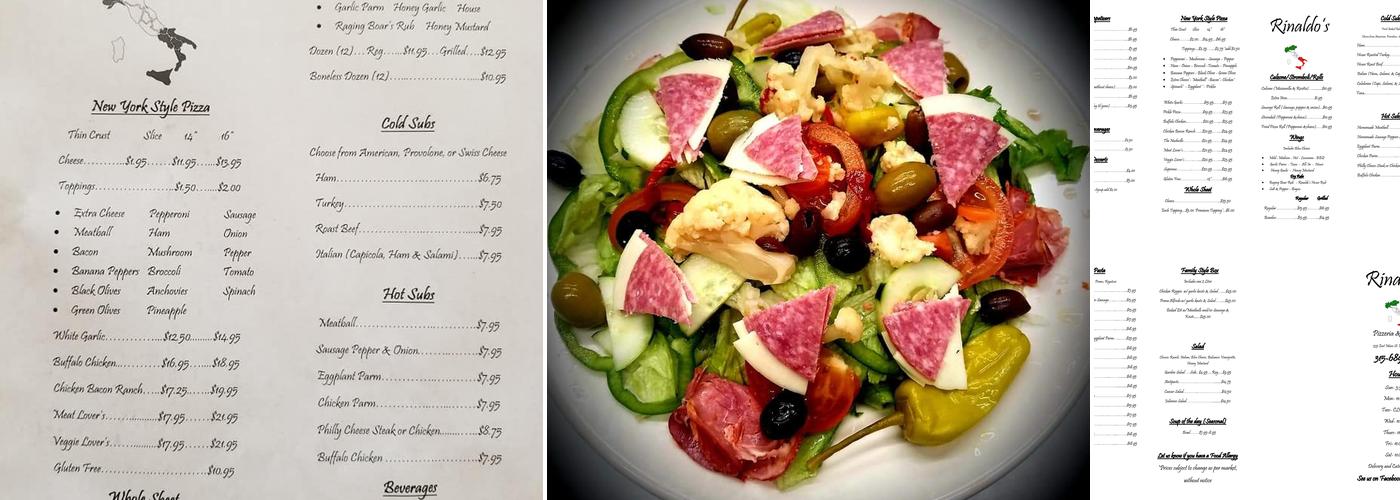 Rinaldo's Pizzeria & Catering Menu