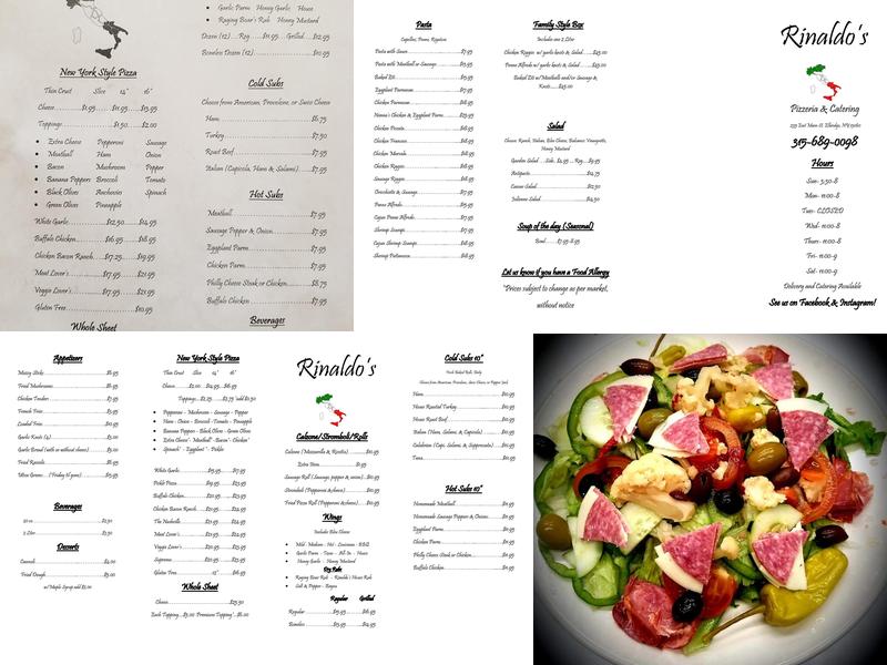 Rinaldo's Pizzeria & Catering Menu