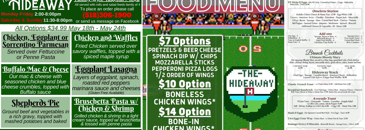 The Hideaway Menu
