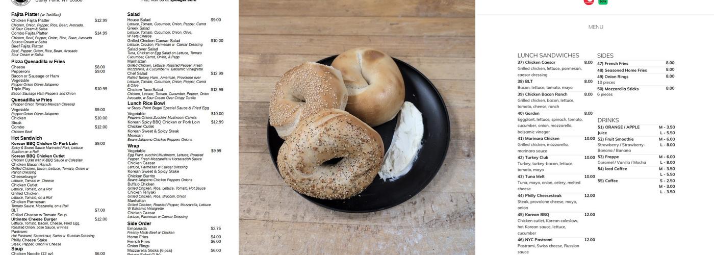 Stony Point Bagel Menu
