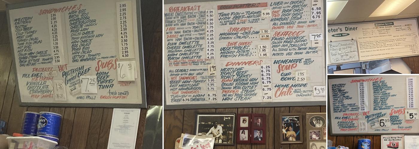 Peter's Diner Menu