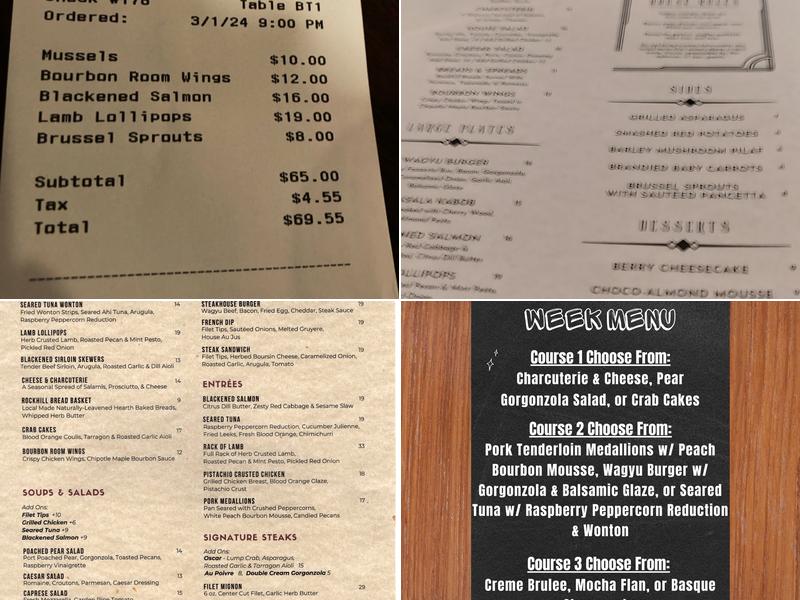 The Bourbon Room Menu