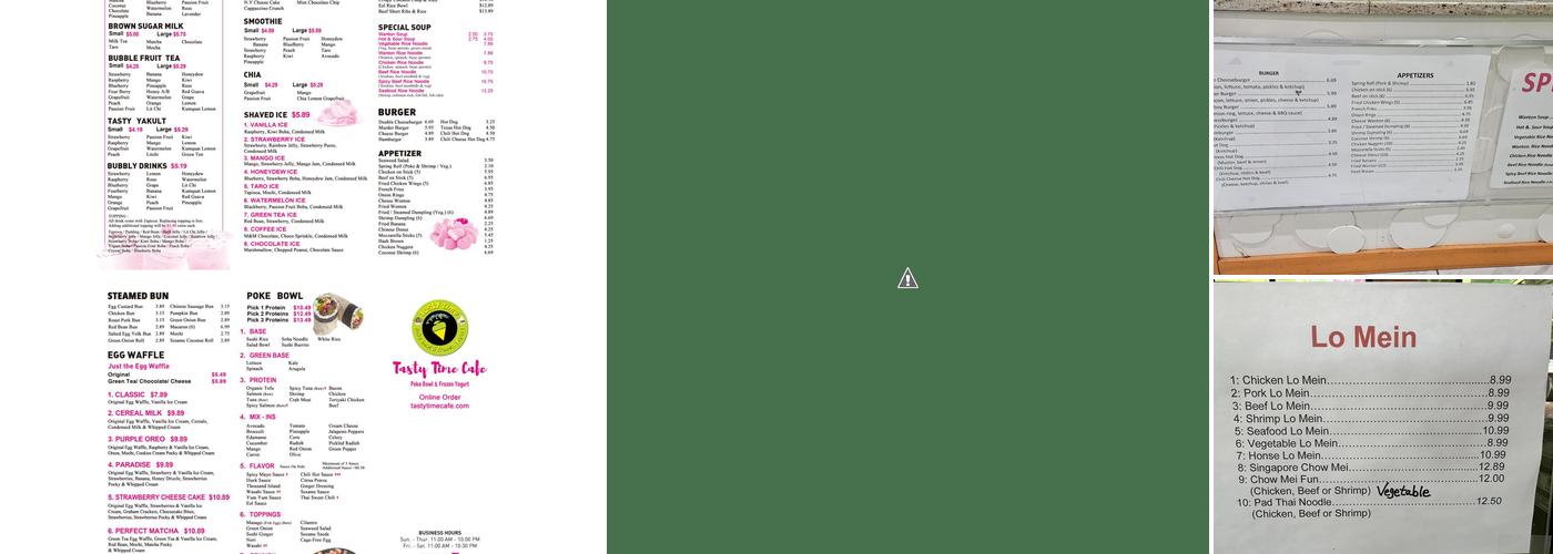 Tasty Time Cafe Menu