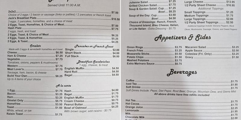 Jack's Kitchen Rushville Menu