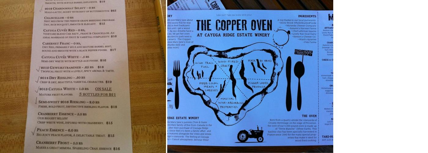 Cayuga Ridge Estate Winery Menu