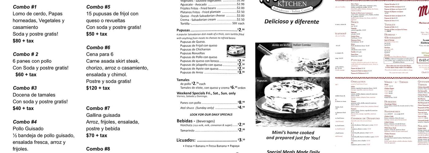 Mimi's Kitchen Menu