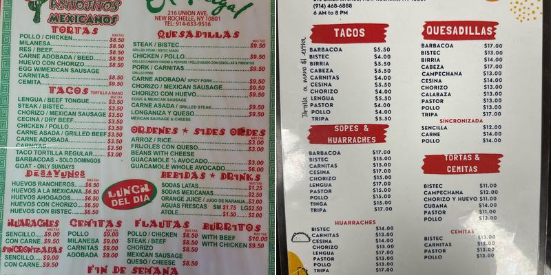 La Esquina Mexicana Menu