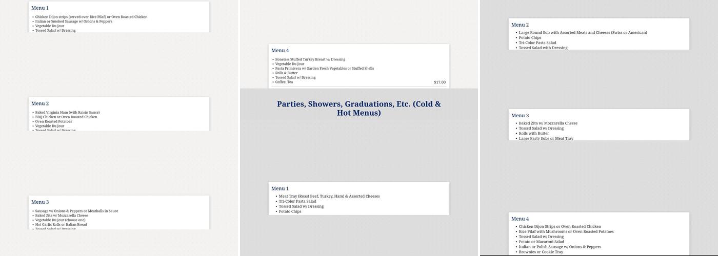 Abbott's Catering Menu