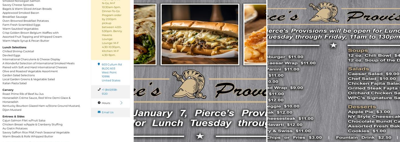 West Point Club Menu