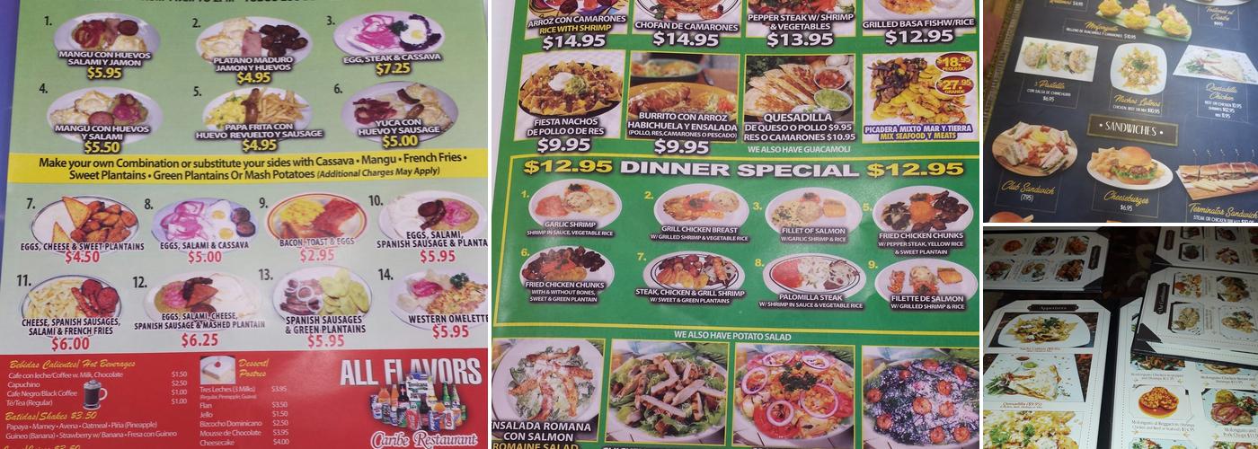 Caribe Menu
