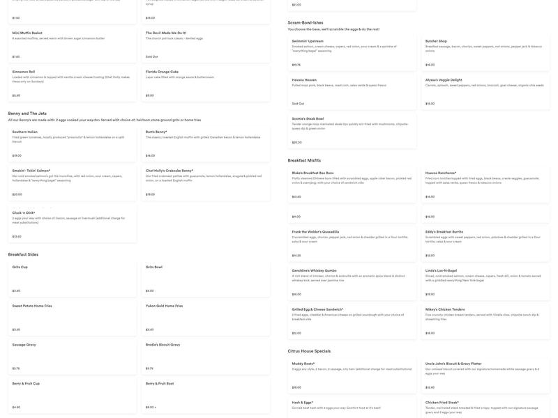 Citrus the Diner Menu