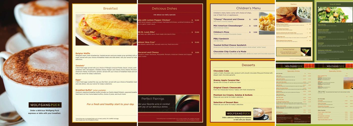 Reflect Restaurant Menu