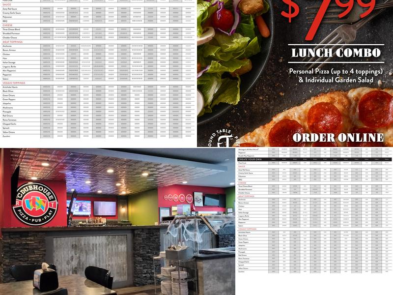 Round Table Pizza Menu