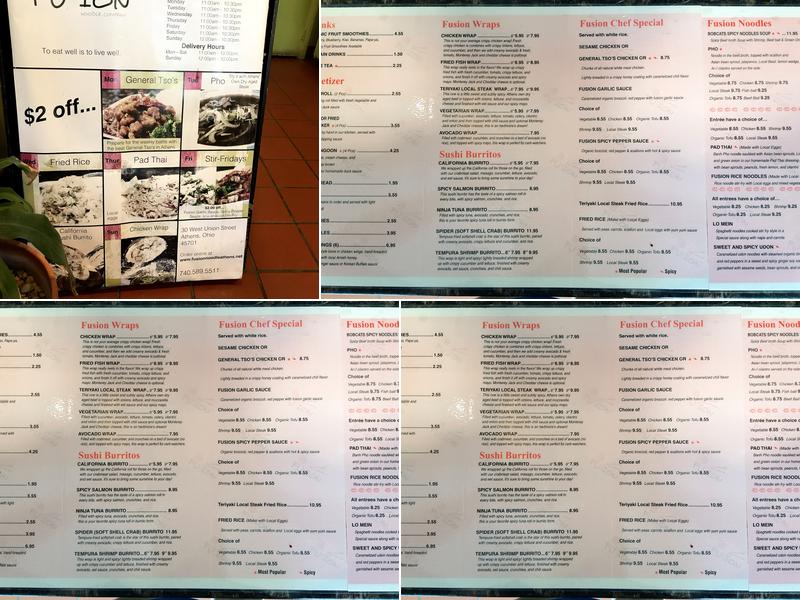 Fusion Noodle Company Menu
