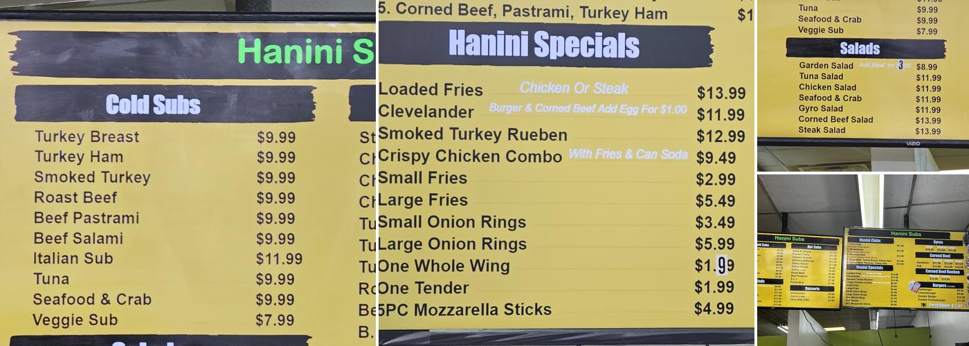 Hanini Subs Menu
