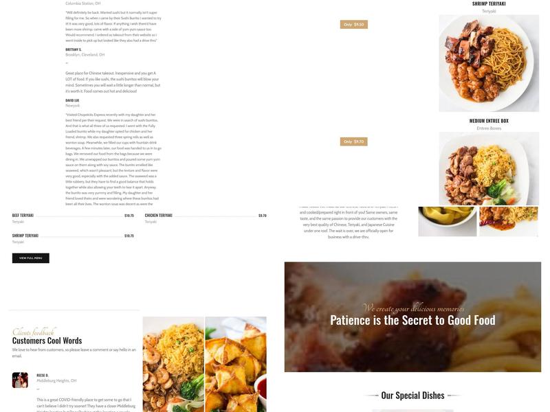 Chopsticks Express Menu