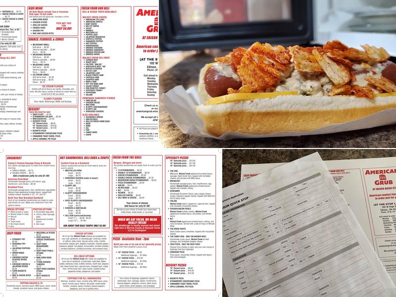 American Grub at the Edison Quick Stop Menu