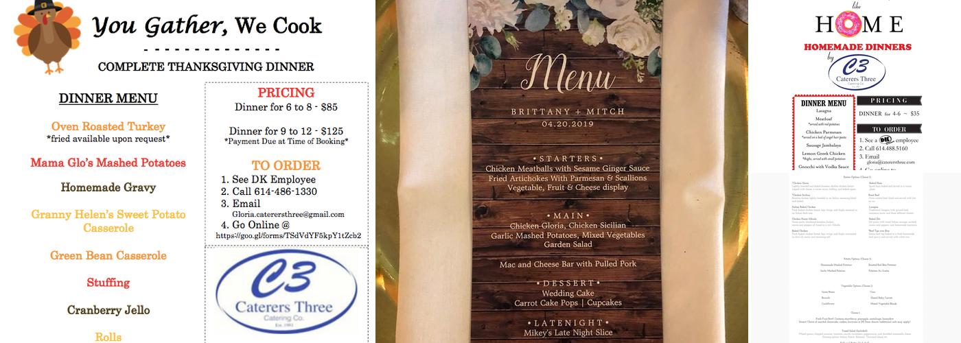 Caterers Three Menu