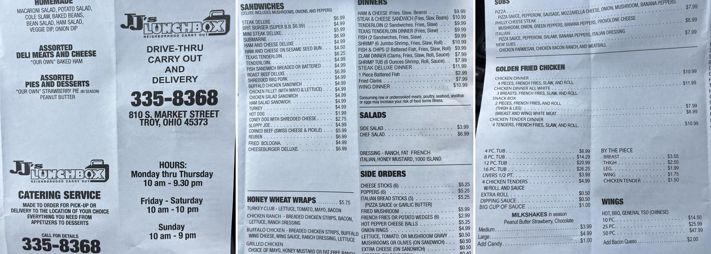 Blue Bird Deli Menu