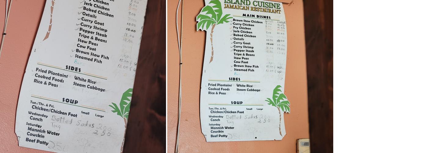 Island Cuisine Menu