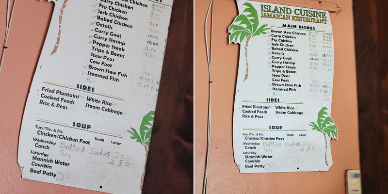 Island Cuisine Menu