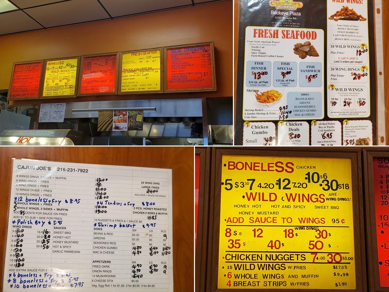 Cajun Joe's Menu