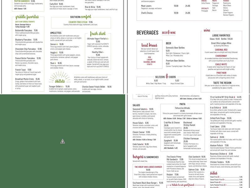 Rafter's Restaurant at Deer Creek Lodge Menu