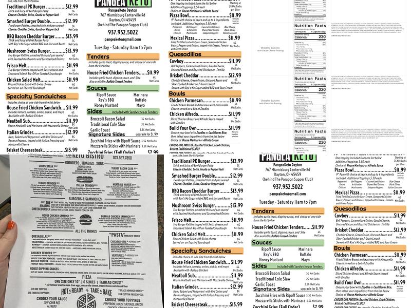PangeaKeto Dayton Menu