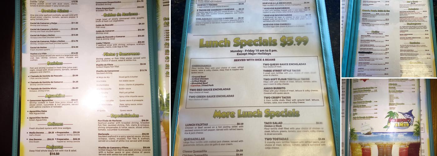 Marisco Alta Mar Menu