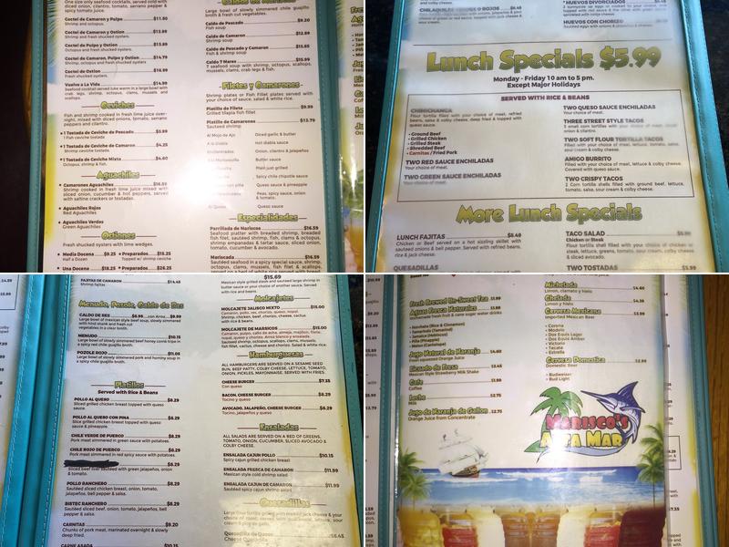 Marisco Alta Mar Menu