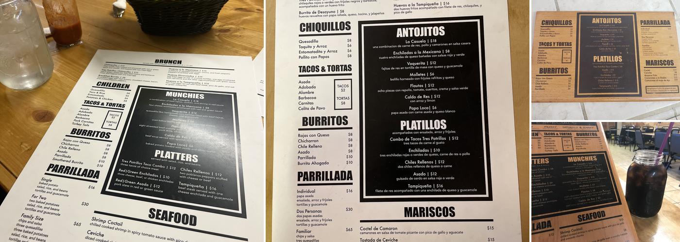 Los Tres Potrillos Menu