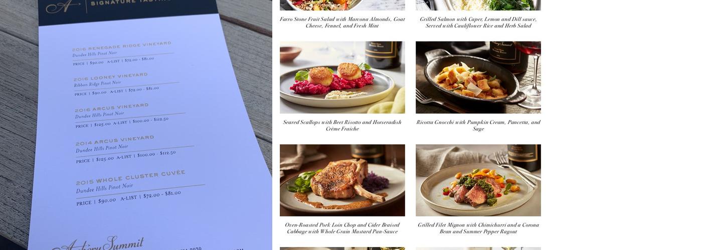 Archery Summit Menu