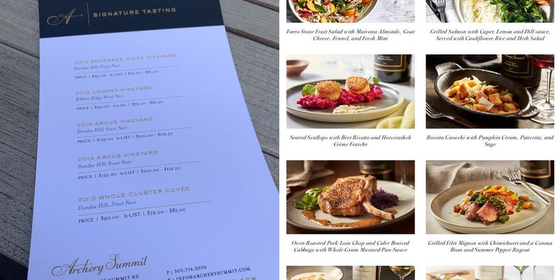 Archery Summit Menu