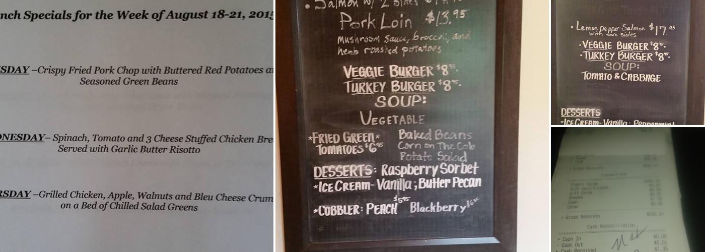 Cross Creek Cafe Menu