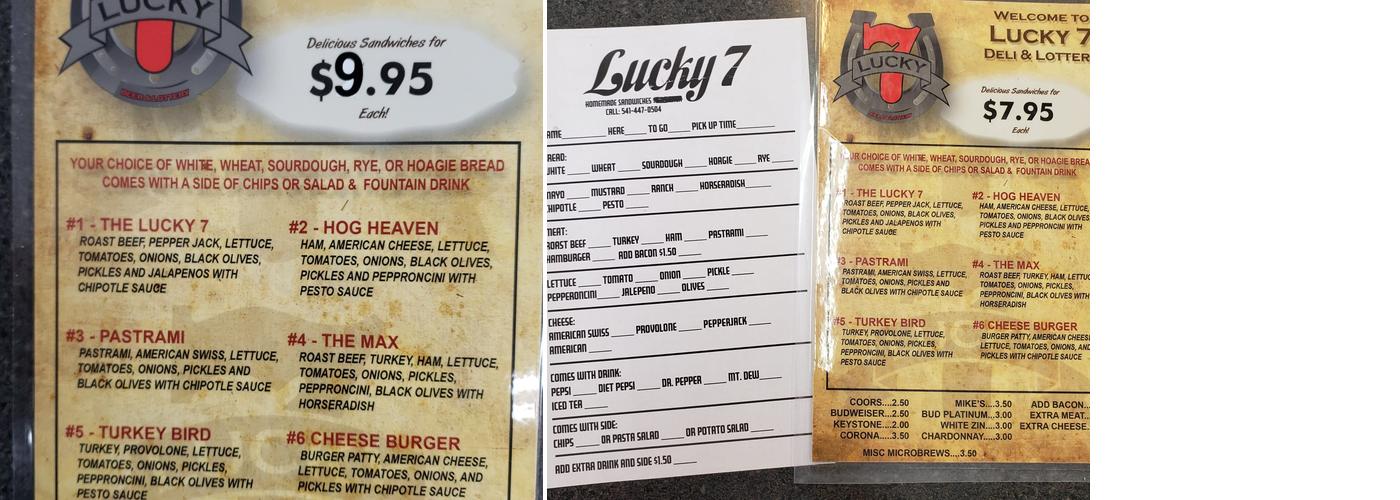 Lucky 7 Menu